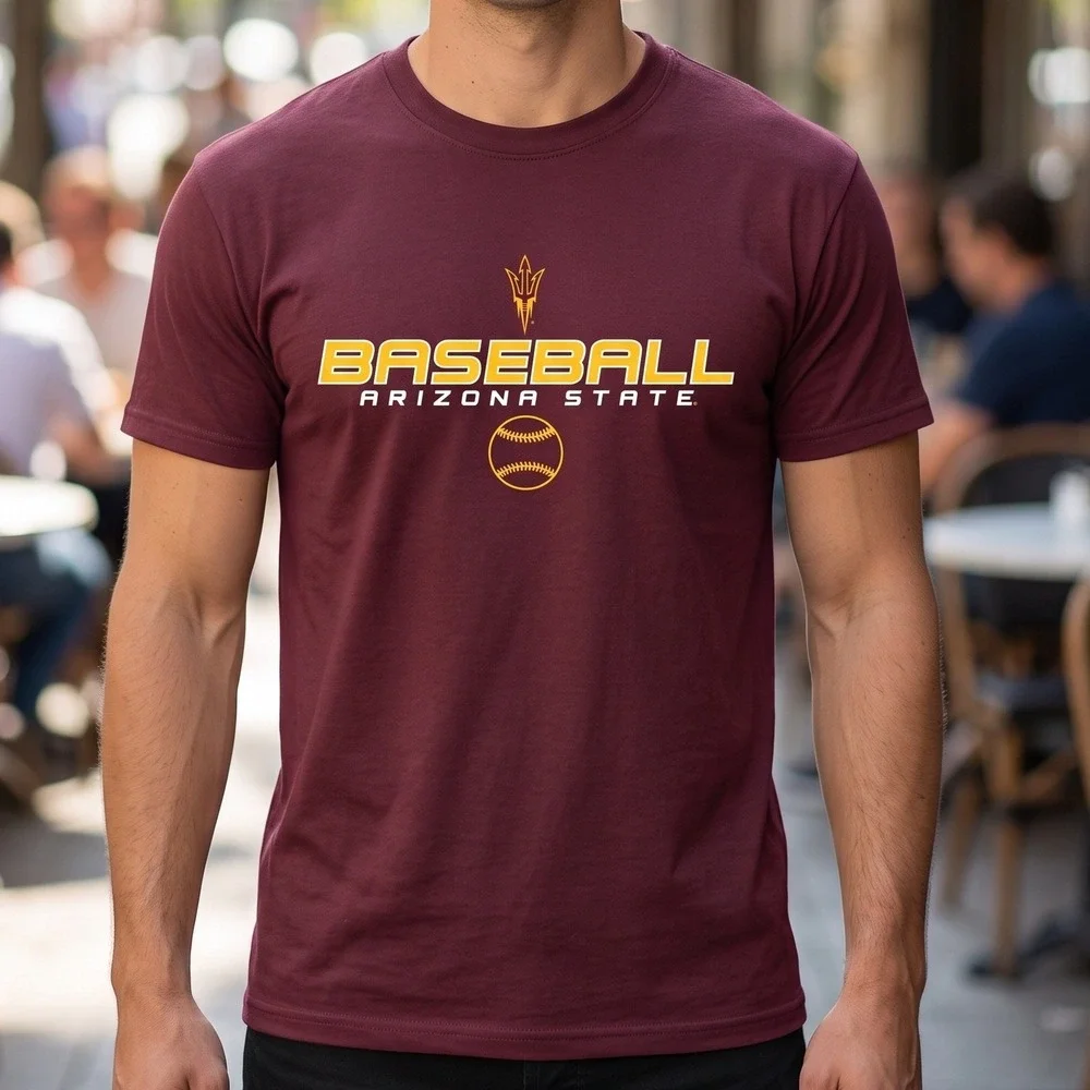 Champion Arizona State Sun Devils Baseball Maroon Graphic T-Shirt Mens L